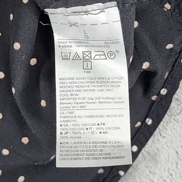 Women's Gap Black & White Polka Dot Shirt Button Down Size L - Picture 7 of 11